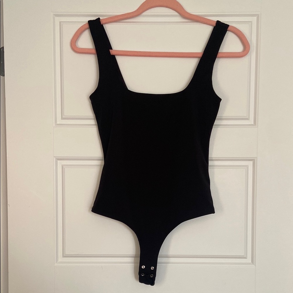 Dynamite Black Bodysuit Top with Scoop Neckline
